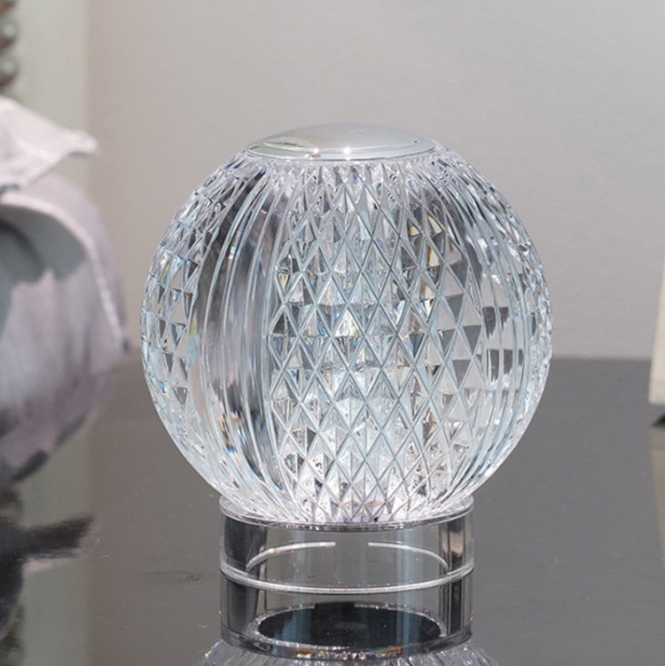 Clear acrylic crystal ball USB night light on stand, cool light glow