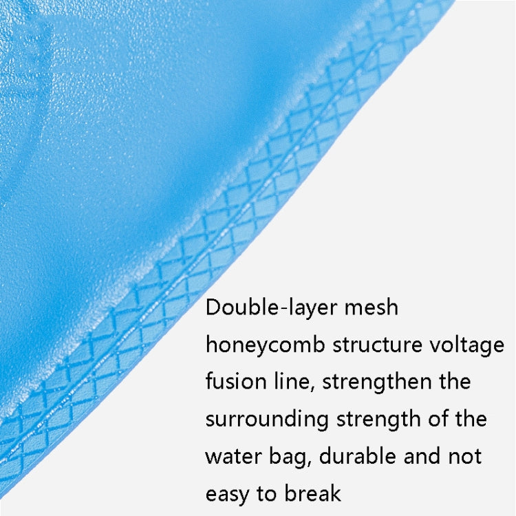 Close-up of blue water bag double-layer mesh honeycomb texture for durability