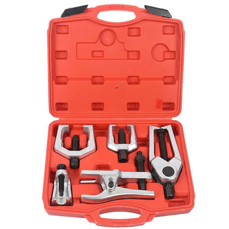 Car ball joint puller tool kit with multiple claw pullers in red case