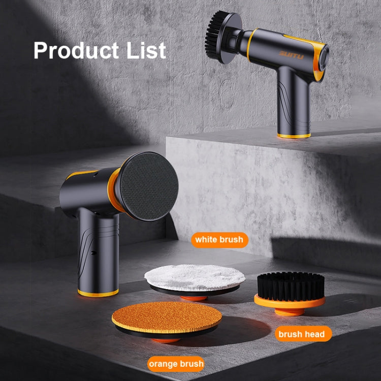 SUITU waxing polisher with brush heads and polishing discs, black and yellow accessories