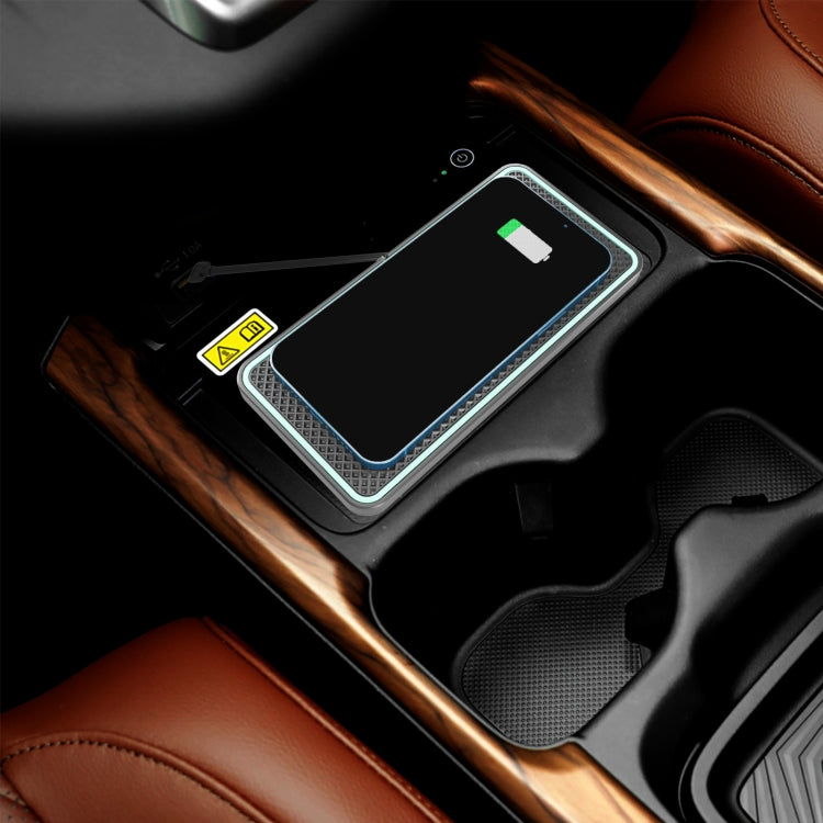 Car wireless charging anti-slip pad with illuminated icon and textured non-slip surface