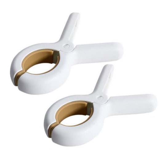 Large plastic windproof clothespin hanger clips, white with tan interior jaws