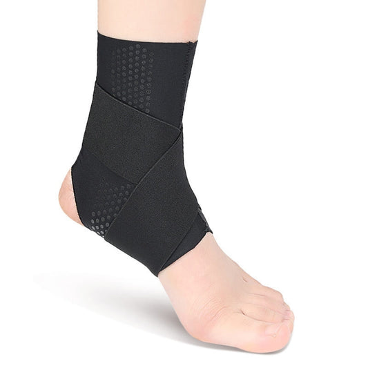 Black ankle brace compression bandage with textured grip and secure wrap