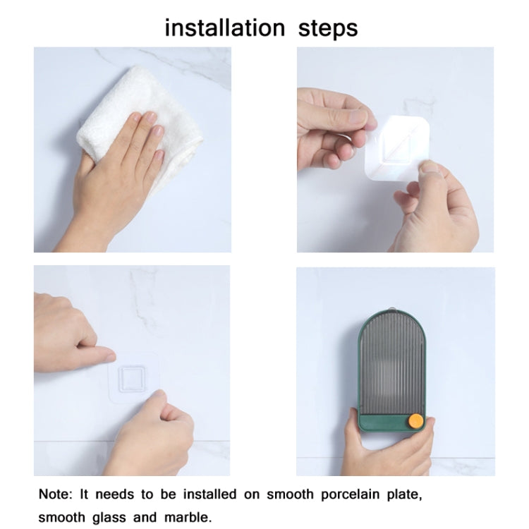 Wall-mounted soap dish with lid, installing on smooth tile surface.