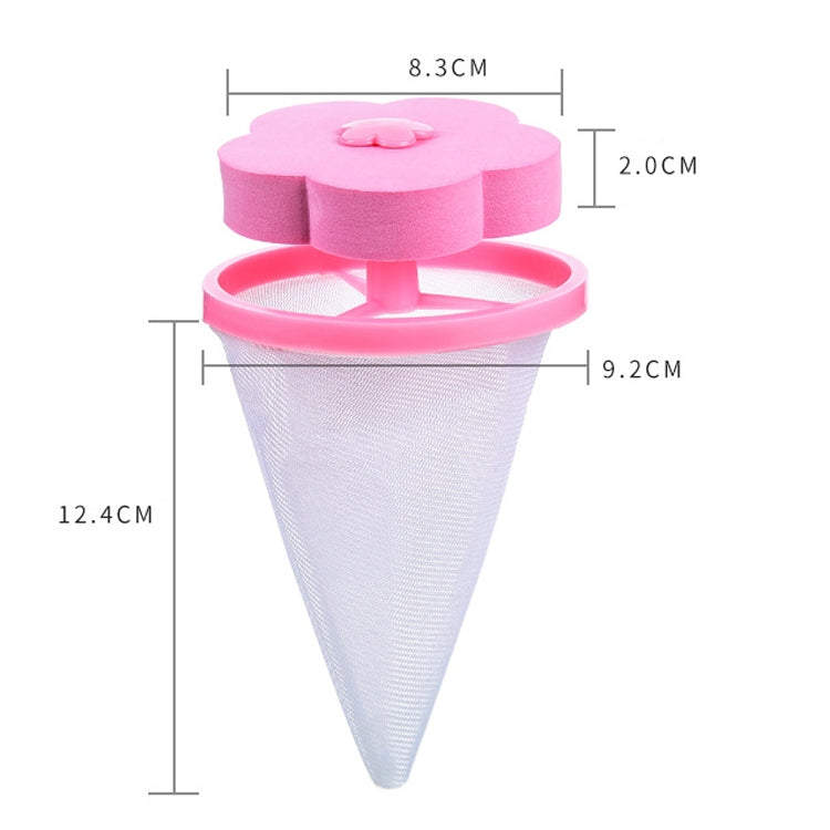 Pink floating washing machine filter bag size diagram, approx. 12.4 cm tall