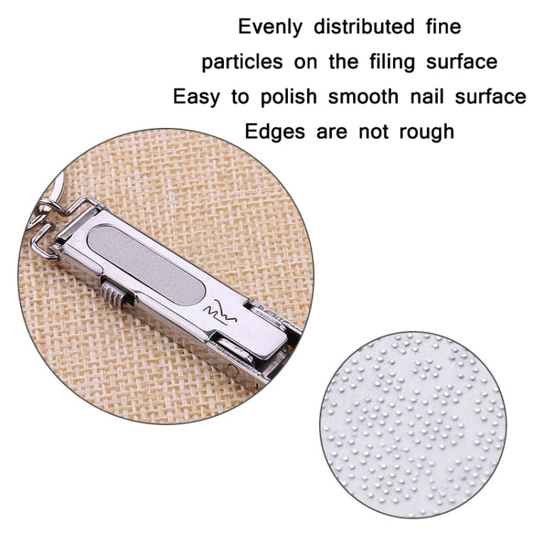 Stainless nail clipper filing surface with fine grit texture, smooth edges