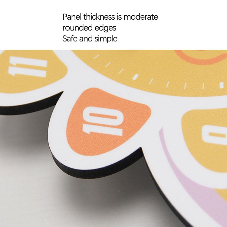 Cartoon wall clock panel edge with rounded thickness and orange number graphics