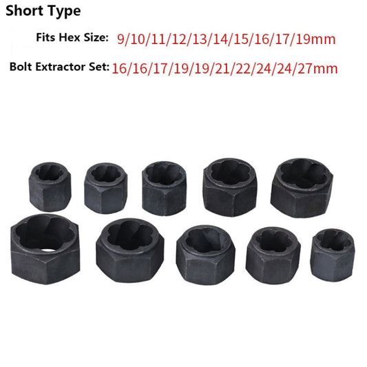 10 PCS / Set Nut Extractor Screw Removal Tool Break Wire Bolt Extractor, High, Short