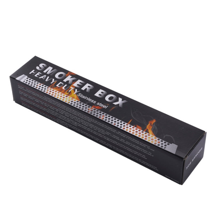 Heavy duty stainless steel smoker box tube in retail packaging