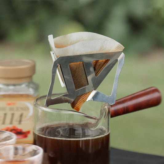 Outdoor Camping Stainless Steel Coffee Grounds Filter Folding Funnel