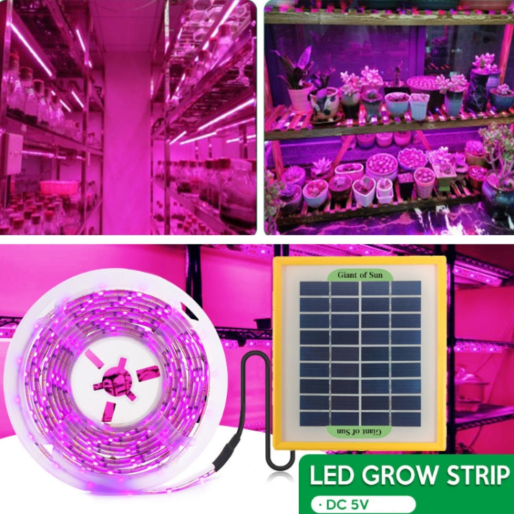 LED grow light strip kit with purple ring light, solar panel controller, and indoor grow lamps