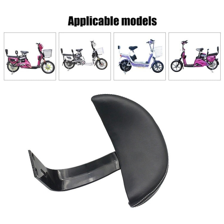 Black rear seat safety backrest pad with metal bracket, single unit front view