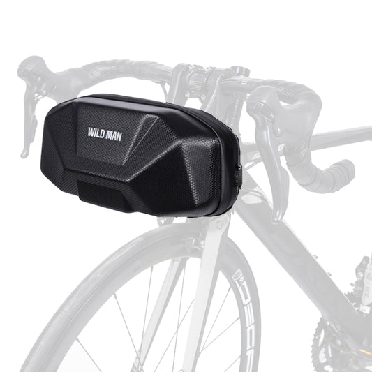 Black EVA hard-shell bicycle head waterproof bag with WILD MAN logo and zipper
