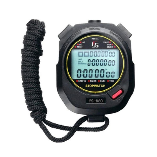 Black electronic track stopwatch timer watch with lanyard and large digital screen