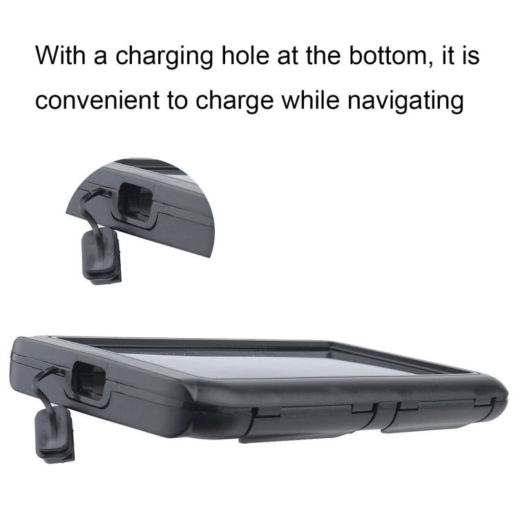 Waterproof bicycle phone holder with bottom charging hole for phone charging on rides