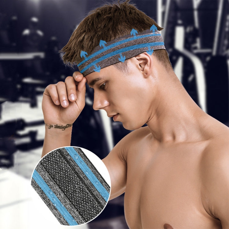 Gray headband with blue star stripe, worn by athlete with side view.
