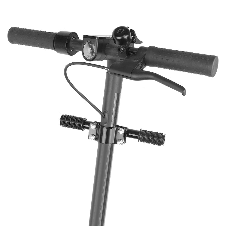 Black grab bar handle assembly with rubber grips and mounting stem bracket