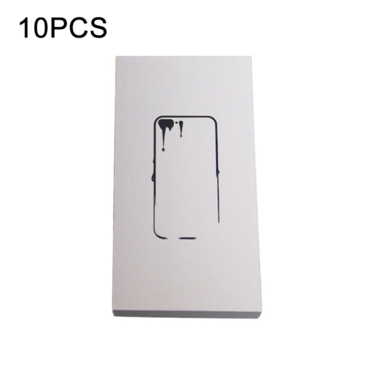 White phone case packaging box with black phone outline icon