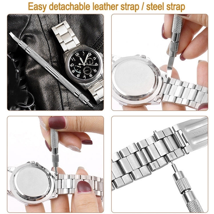Watch strap repair tool used to adjust a metal watch bracelet with a single-headed driver