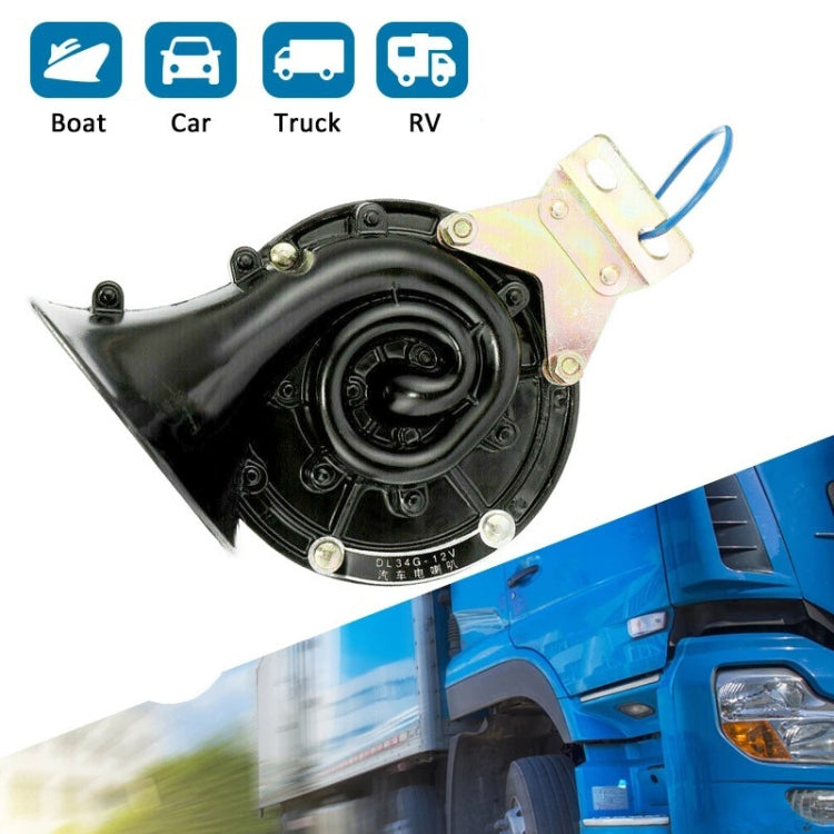 Black snail air horn with blue wire and mounting bracket