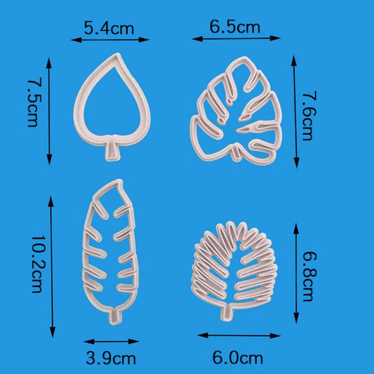 2 Sets 4 In 1 Tropical Leaf Fondant Cake Mold Cookie Mold, Tropical Leaf