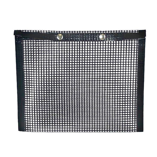 Black non-stick mesh grilling bag with metal grommets and open flat grid