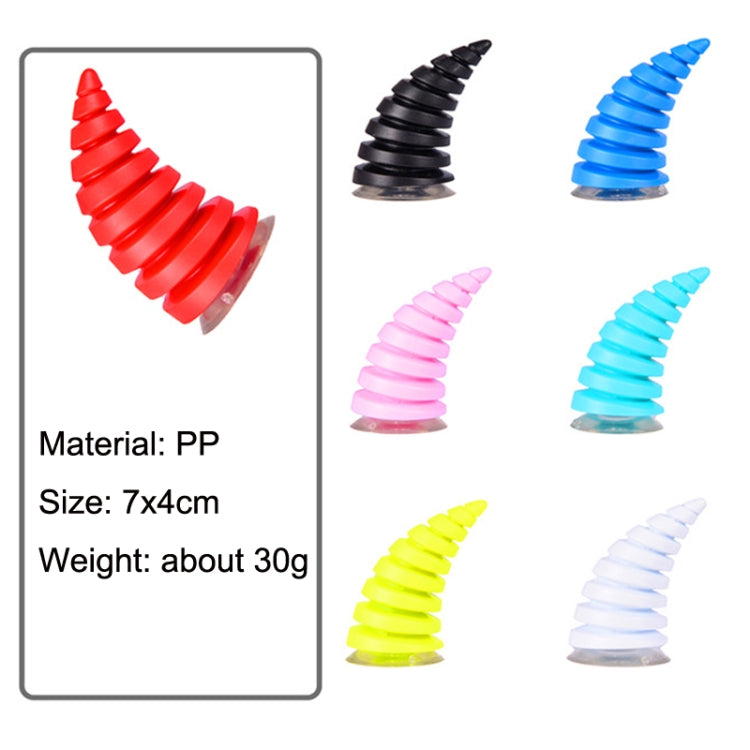 Set of ribbed horn suction cups in red, black, pink, light blue, yellow, white