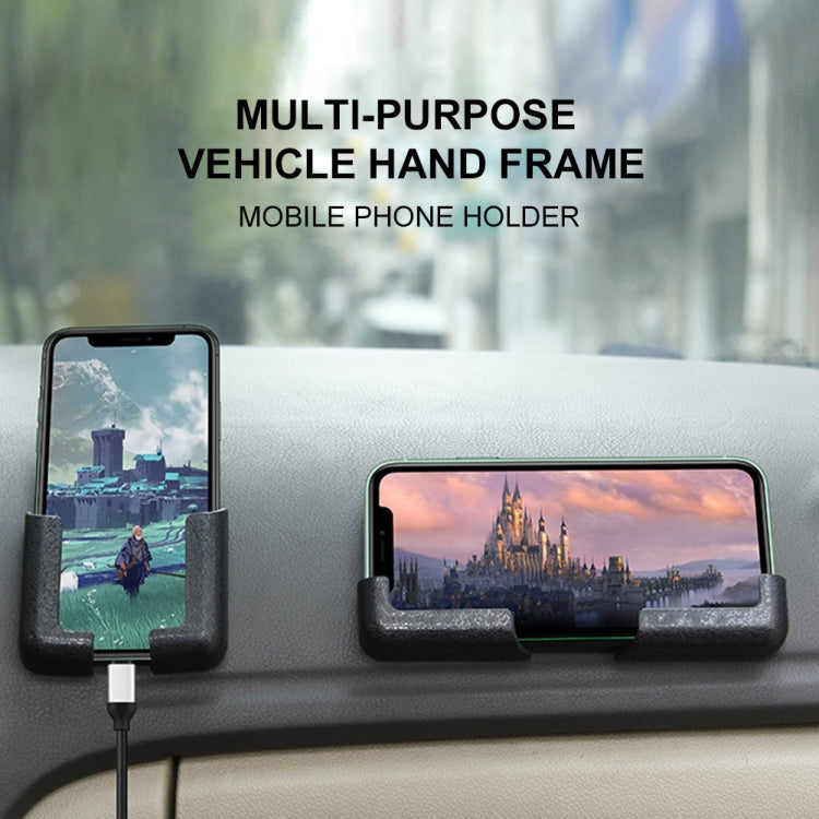 Black multi-purpose vehicle hand frame phone holder mounted on car seat