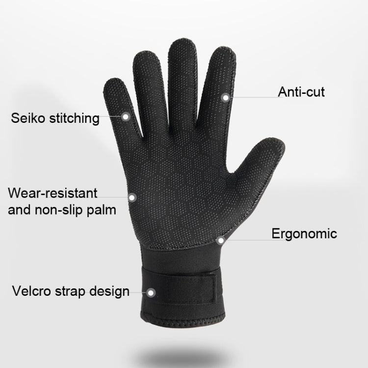 DIVESTAR black textured five-finger diving glove with non-slip palm and adjustable wrist