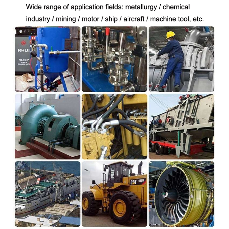 Industrial machinery collage for diagnosing sound in engines, motors, ships, and aircraft
