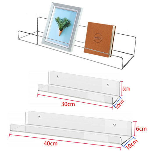 Home Kitchen Office Books Wall Mounted Acrylic Shelf, Acrylic Shelf 30x10x6cm, Acrylic Shelf 40x10x6cm