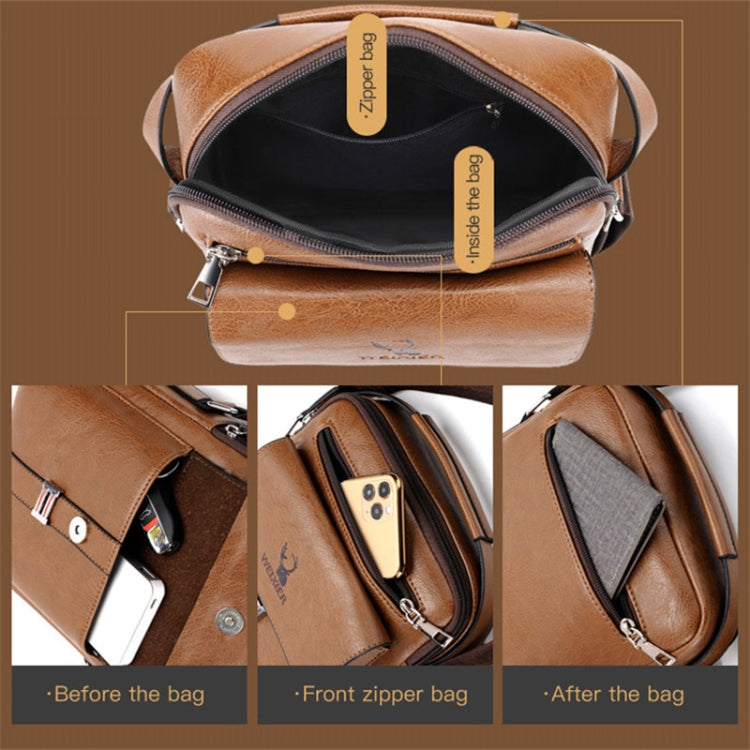 Light brown shoulder backpack with front and interior pockets for phone and small essentials.