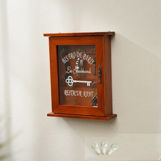 Entry Wooden Wall Hanging Key Storage Box, Spec:, Old Colors, Blue, Old with 3 Seamless Nails, Blue with 3 Seamless Nails