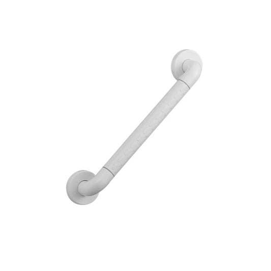 White anti-slip bathroom safety handrail with two round end mounts
