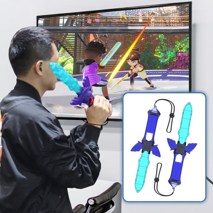 Blue motion controller set with wrist straps and handheld grips for Nintendo Switch games