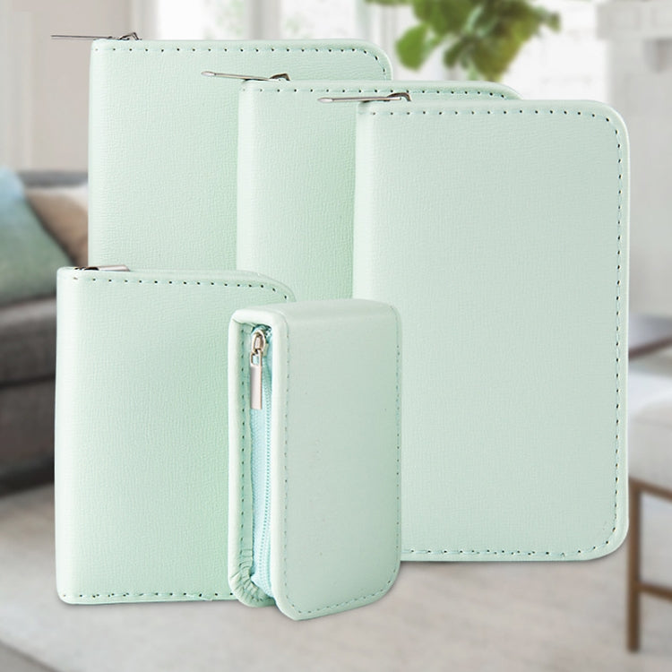 Mint green faux leather nail tool organizer wallet with zipper compartments