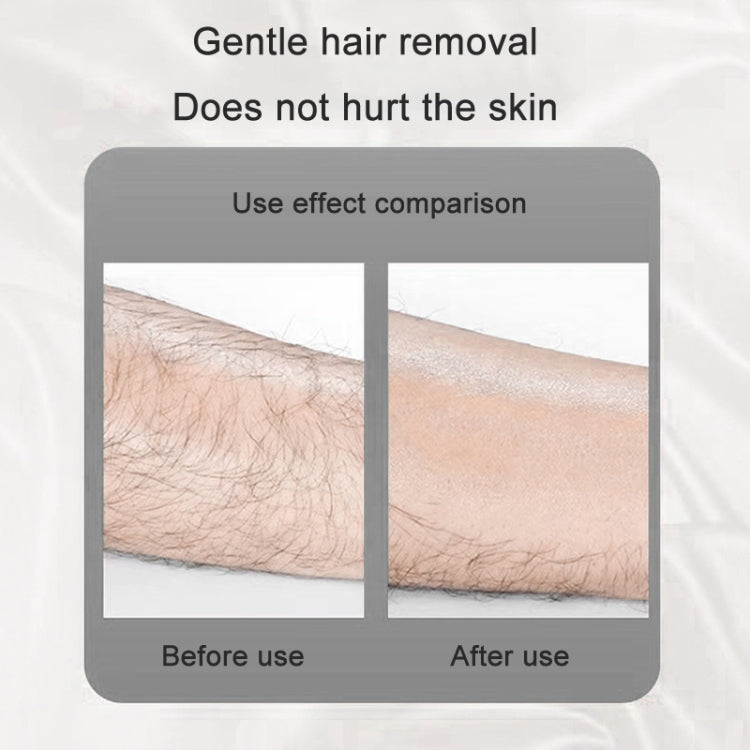 Gentle epilator before-and-after hair removal panels showing skin results on legs.