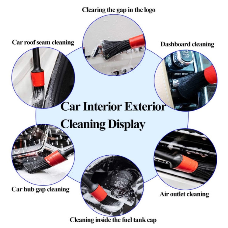 Car interior cleaning brush set shown for cleaning dashboard, seams, and air outlet areas
