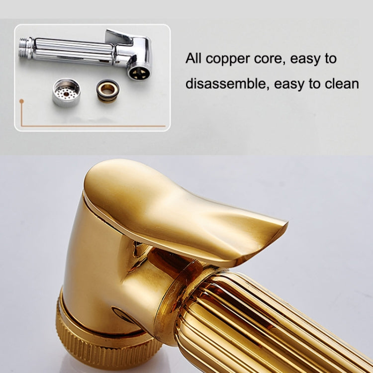 Gold handheld spray nozzle with visible internal parts for easy disassembly