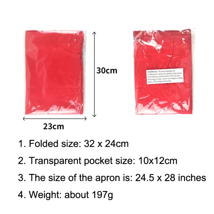 Red felt sheets in plastic bags with size measurements shown