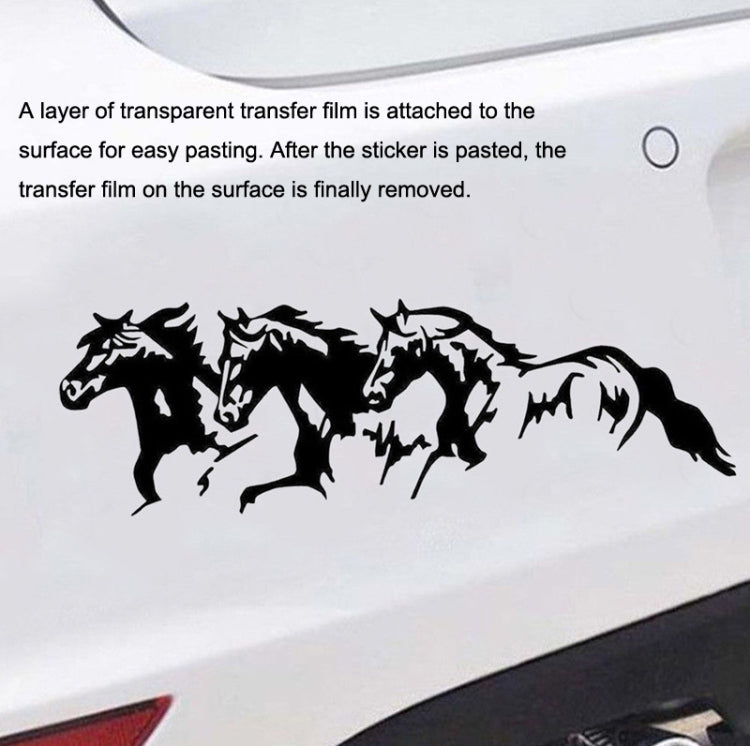 Set of 5 galloping horse decals with transfer film, black silhouettes