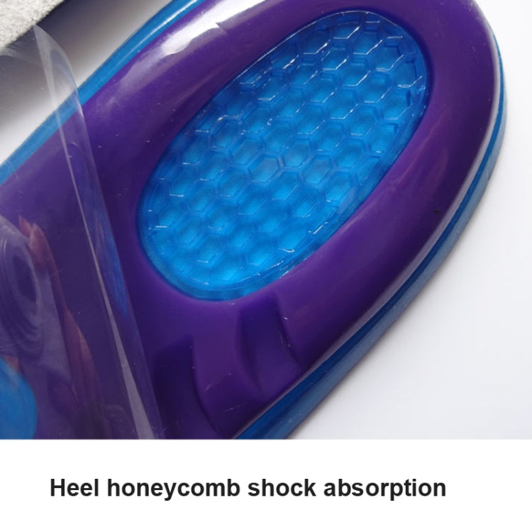 Honeycomb shock-absorbing heel gel insert in blue with purple base