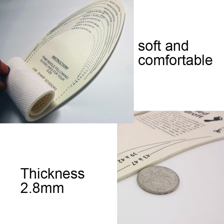 Beige padded insole showing 2.8mm thickness and embossed texture