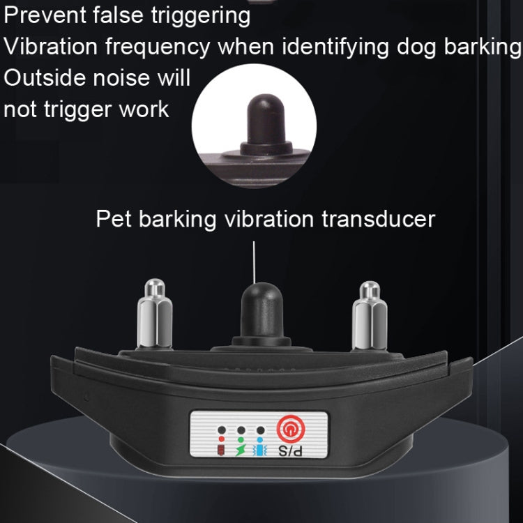 Anti-bark collar receiver with indicator icons and vibration transducer posts