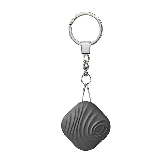 Gray Bluetooth key anti-lost tracker with metal key ring and chain