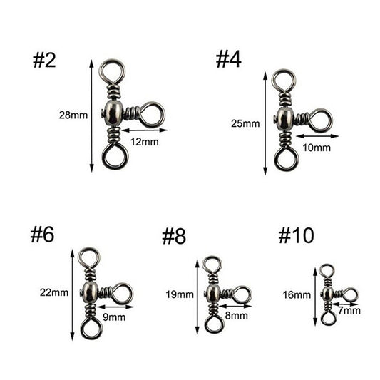 115 PCS / Box Bottle-Shaped Three-Pronged Swivel Stainless Steel Fishing Character Ring, 115 PCS / Box
