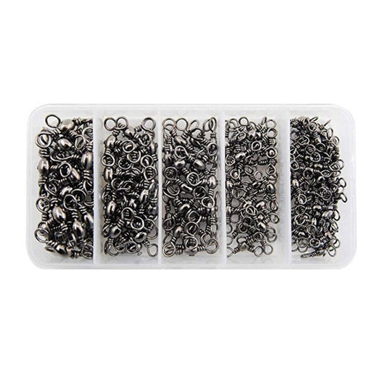 115 PCS / Box Bottle-Shaped Three-Pronged Swivel Stainless Steel Fishing Character Ring, 115 PCS / Box