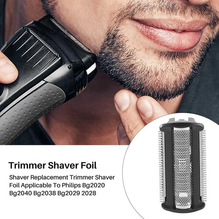 Trimmer shaver foil replacement head with perforated mesh and black housing