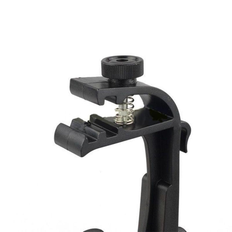 Black drum rim microphone shock mount clip with threaded spring and thumb screw