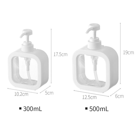 Transparent press pump sanitizer bottle: 300ml and 500ml sizes with split body